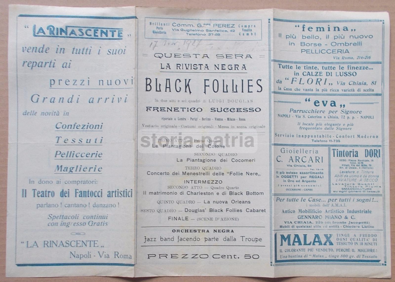 Teatro, Politeama Giacosa, Napoli, 1927, Black Follies, Douglas, Jazz Band, Follie Nere immagine 3