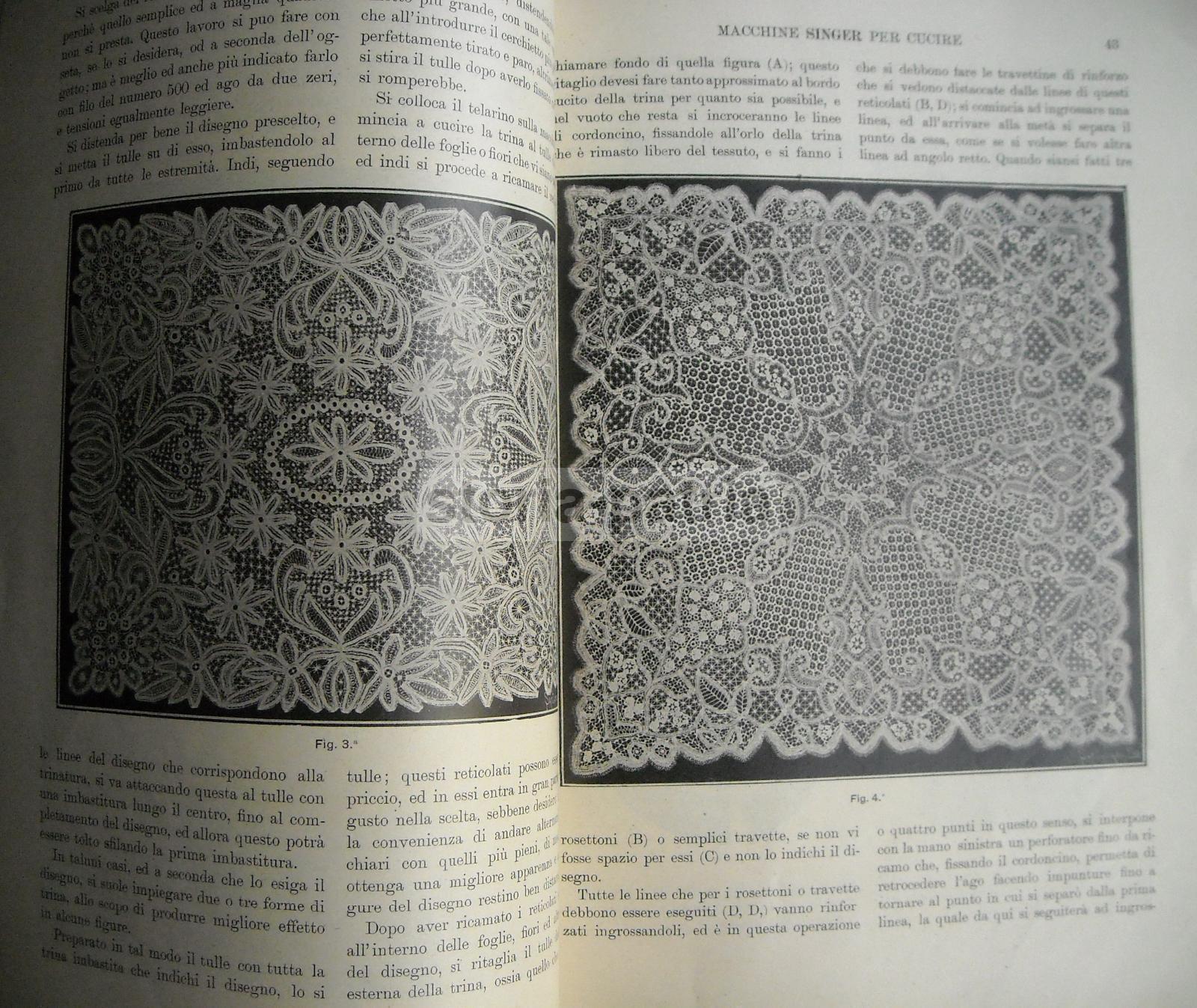 Tessuti, Abbigliamento, Biancheria, Ricami, Antico Manuale 1908, Singer, Malta, Venezia immagine 9