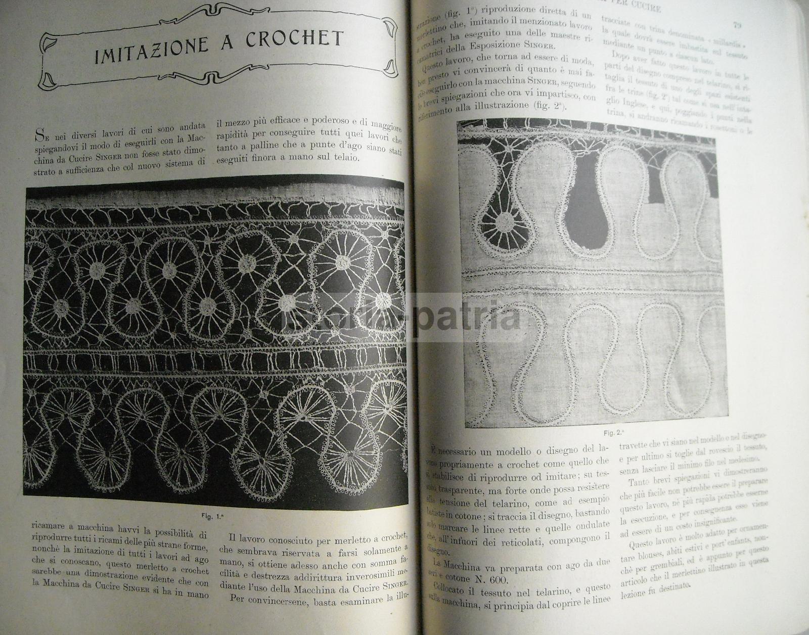 Tessuti, Abbigliamento, Biancheria, Ricami, Antico Manuale 1908, Singer, Malta, Venezia immagine 13