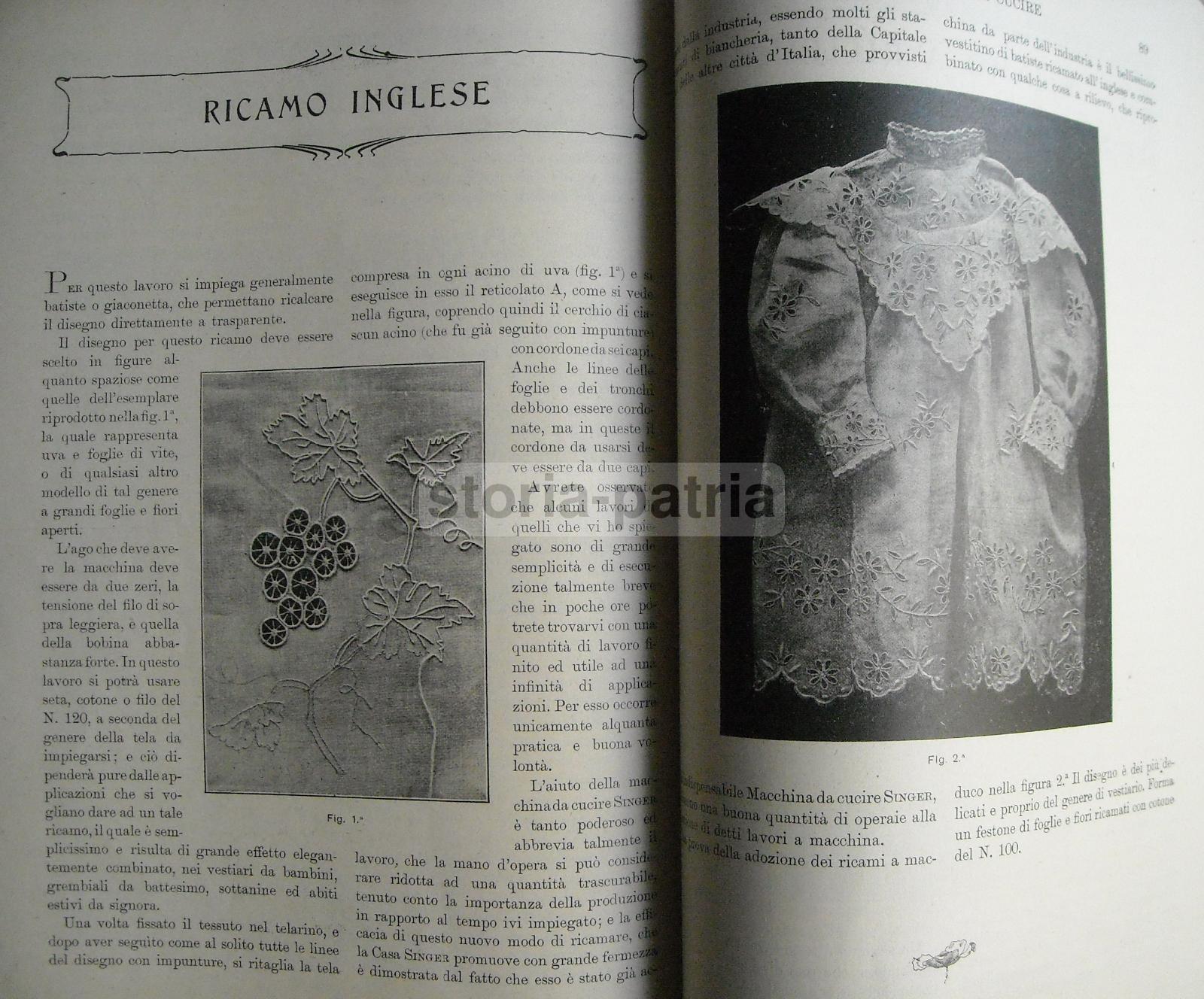 Tessuti, Abbigliamento, Biancheria, Ricami, Antico Manuale 1908, Singer, Malta, Venezia immagine 25